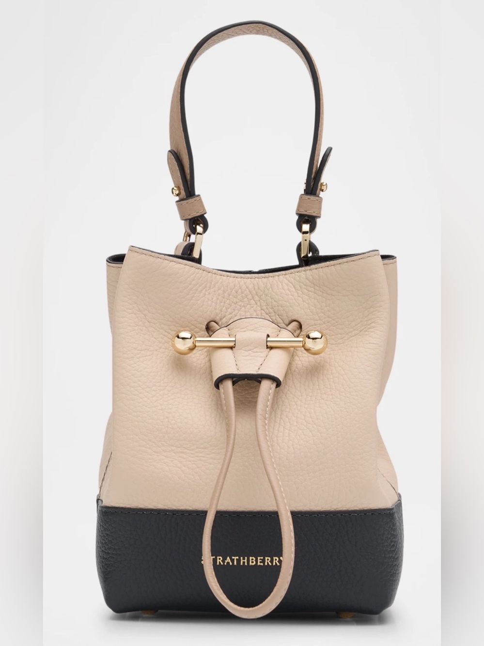 Strathberry Leather Osette Purse — Tri-color Oat, Mushroom, Black Bag